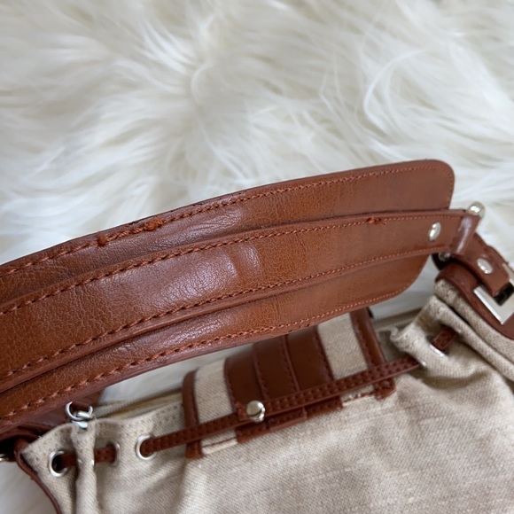 Vgt Y2K Brown & Cream Linen Baguette Shoulder Bag - Picture 7 of 16